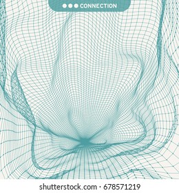 Lattice Structure. Science or Technology Background. Graphic Design. 3D Grid Surface. Abstract  Vector Illustration.