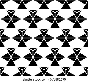 Lattice triangle seamless pattern in monochrome.  Geometric shapes checked background. Vector illustration