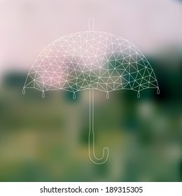 Lattice umbrella on blurred background. Vector illustration.