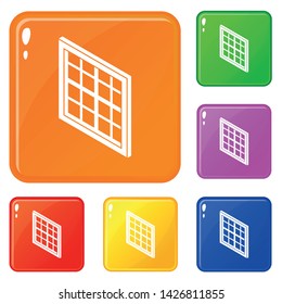 Lattice window frame icons set collection vector 6 color isolated on white background