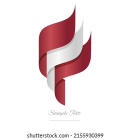 Latvia abstract 3D wavy flag red white modern Latvian ribbon torch flame strip logo icon vector