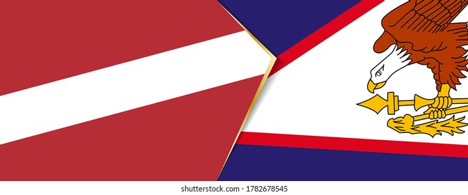 Lettland und Amerikanisch-Samoa-Flaggen, zwei Vektorflaggen Symbol für Beziehung oder Konfrontation.
