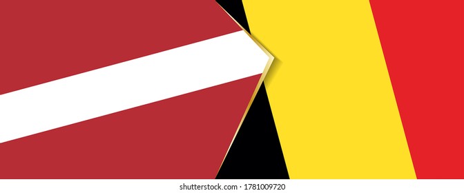 Latvia and Belgium flags, two vector flags symbol of relationship or confrontation.