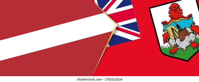 Latvia and Bermuda flags, two vector flags symbol of relationship or confrontation.