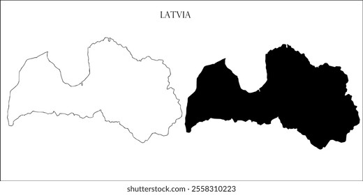 Latvia Blank Map, Latvia Map Outline Vector Images
