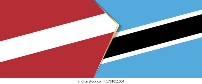 Latvia and Botswana flags, two vector flags symbol of relationship or confrontation.