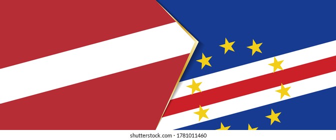 Latvia and Cape Verde flags, two vector flags symbol of relationship or confrontation.