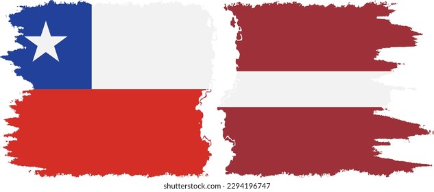 Latvia and Chile grunge flags connection, vector