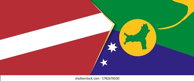 Latvia and Christmas Island flags, two vector flags symbol of relationship or confrontation.