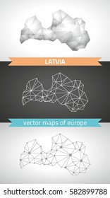 Latvia collection of vector design modern maps, gray and black and silver dot outline mosaic 3d map