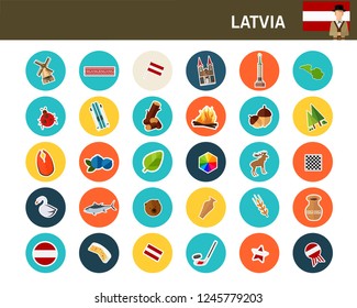 Latvia concept flat icons