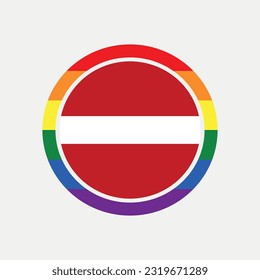 Latvia country flag circle - lgbt flag graphic element Illustration template design
