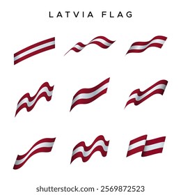 Latvia Country Flag Vector Pack in Waving Style. For design elements with the concept of celebrating Latvia's big day.