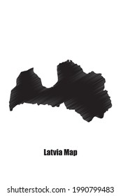 Latvia Country Map in Scrible design Vector illustration