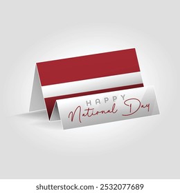 Latvia country paper flag standing on the ground. Happy national day flag design.