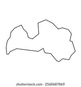 Latvia country thin black outline silhouette. Simplified map. Vector icon isolated on white background.