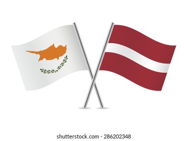 Latvia and Cyprus flags. Vector illustration.