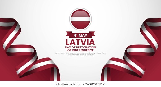 Latvia Day of Restoration of Independence banner background waving ribbon flag with blank space area