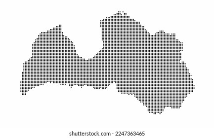 Latvia dotted map with grunge texture in dot style. Abstract vector illustration of a country map with halftone effect for infographic. 