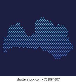 Latvia Dotted Map Vector Round Design Gradient Art