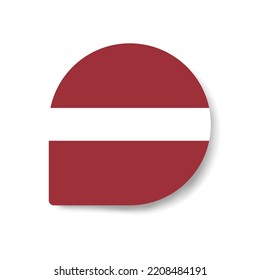 Letonia soltó el icono de la bandera con sombra sobre fondo blanco.