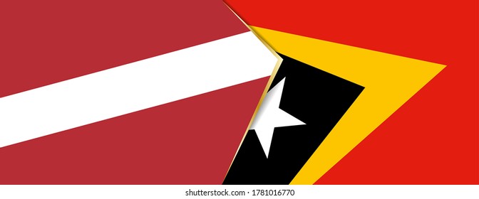 Latvia and East Timor flags, two vector flags symbol of relationship or confrontation.