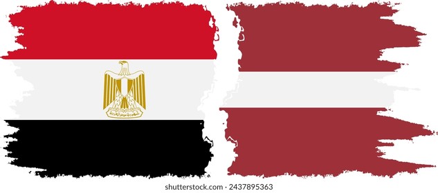 Letonia y Egipto grunge banderas de conexión, vector