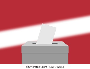 Latvia election banner background. Ballot Box with blurred flag