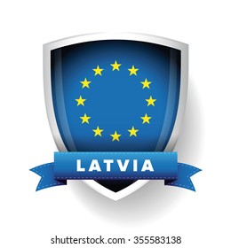 Latvia - EU member flag vector shield
