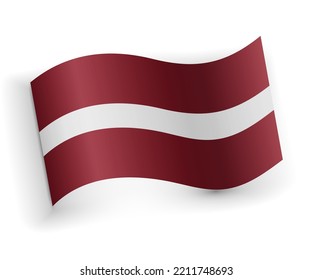 Latvia flag bended and lying on white background