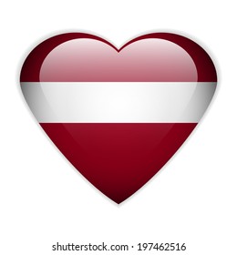Latvia flag button on a white background. Vector illustration.