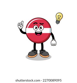 latvia flag cartoon with get an idea pose , character design