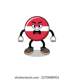 latvia flag cartoon illustration with angry expression , character design