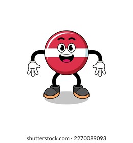latvia flag cartoon with surprised gesture , character design