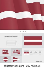 latvia flag construction sheet vector