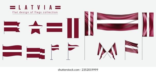 Latvia flag, flat design of flags collection