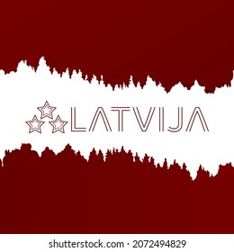 Latvia - Flag, Freedom day, 18 of November, Line Typography, three stars, carmin red