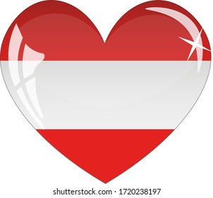 
Latvia flag in glass heart or icon isolated on white background. Vector illustration