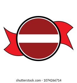 Latvia flag in glossy round button of icon. flag logo of Latvia emblem isolated on white background, Latvia national concept sign, Vector illustration.