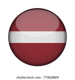 latvia Flag in glossy round button of icon. latvia emblem isolated on white background. National concept sign. Independence Day. Vector illustration.