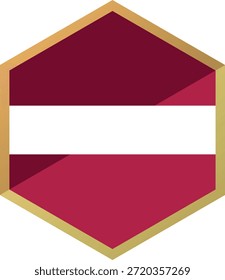 Latvia Flag Hexagon Icon Flat Design
