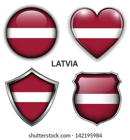 Latvia flag icons, vector buttons. 