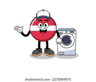 latvia flag illustration as a laundry man , character design