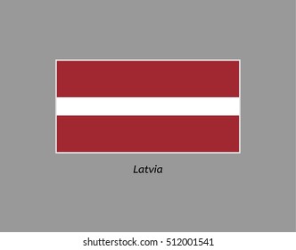 Latvia flag. Illustration of the flag on gray backgound. Illustration contains text: latvia