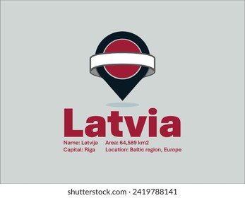 Pin de ubicación y bandera de Letonia