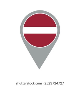 latvia flag location pin, flag application, Flag on Location Pin, graphic design, map pointer, vector illustration.