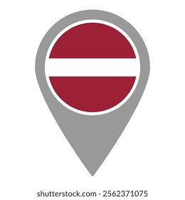 Latvia flag location pin, flag application, Flag on Location Pin, graphic design, map pointer, vector illustration.