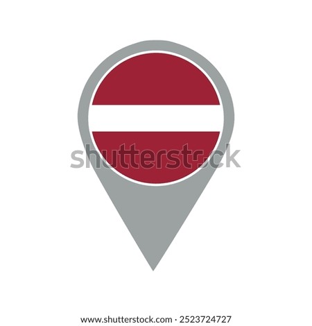 latvia flag location pin, flag application, Flag on Location Pin, graphic design, map pointer, vector illustration.