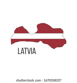 Latvia flag map. The flag of the country in the form of borders. Stock vector illustration isolated on white background.