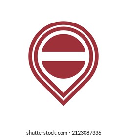 icono del pin del mapa del indicador de latvia. aislado en fondo blanco
